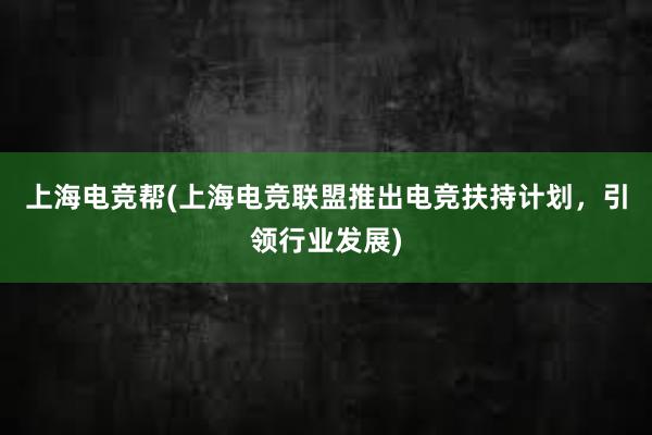 上海电竞帮(上海电竞联盟推出电竞扶持计划，引领行业发展)