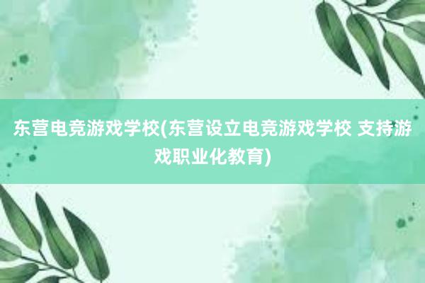 东营电竞游戏学校(东营设立电竞游戏学校 支持游戏职业化教育)