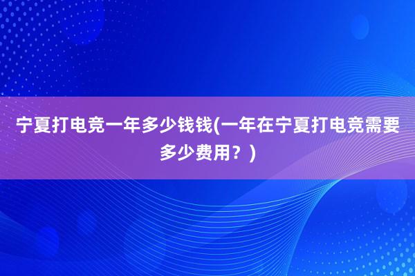 宁夏打电竞一年多少钱钱(一年在宁夏打电竞需要多少费用？)