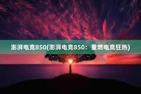 澎湃电竞850(澎湃电竞850：重燃电竞狂热)