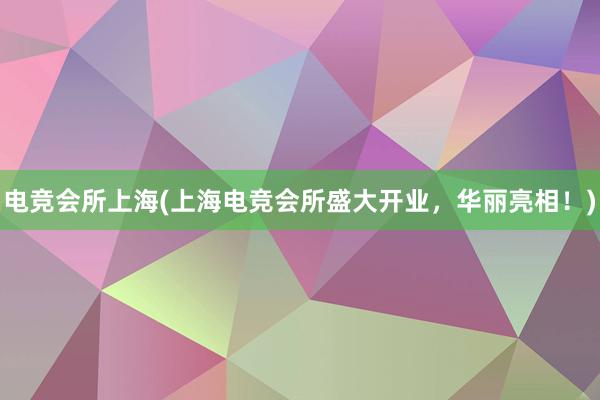 电竞会所上海(上海电竞会所盛大开业，华丽亮相！)