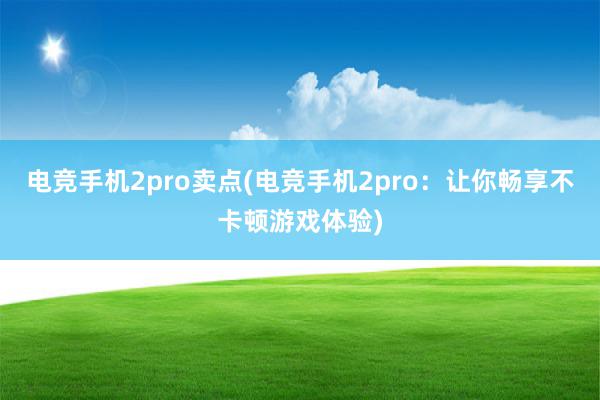 电竞手机2pro卖点(电竞手机2pro：让你畅享不卡顿游戏体验)