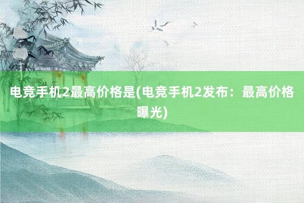 电竞手机2最高价格是(电竞手机2发布：最高价格曝光)