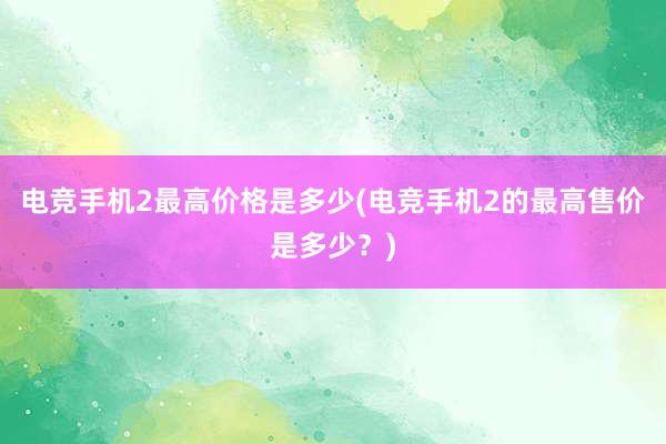 电竞手机2最高价格是多少(电竞手机2的最高售价是多少？)