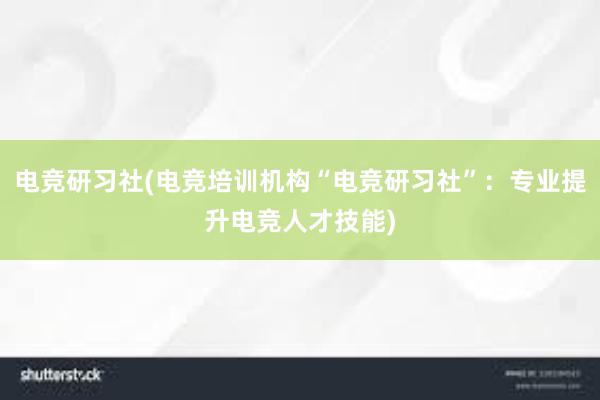 电竞研习社(电竞培训机构“电竞研习社”：专业提升电竞人才技能)