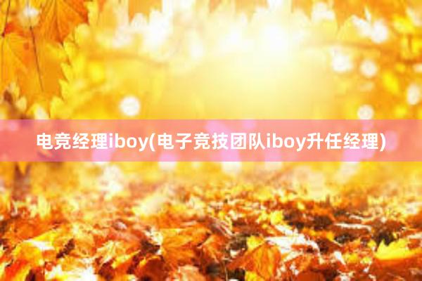 电竞经理iboy(电子竞技团队iboy升任经理)