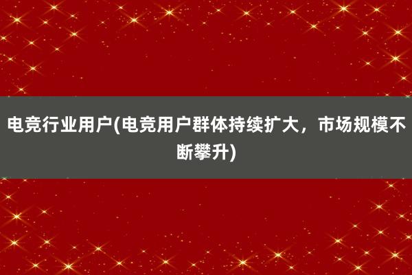 电竞行业用户(电竞用户群体持续扩大，市场规模不断攀升)