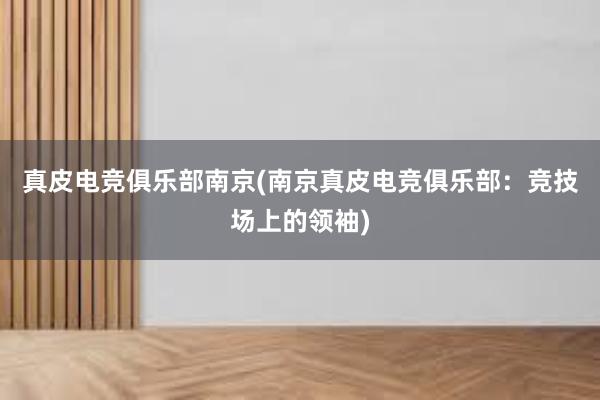 真皮电竞俱乐部南京(南京真皮电竞俱乐部：竞技场上的领袖)