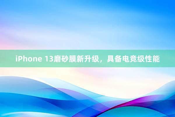 iPhone 13磨砂膜新升级，具备电竞级性能