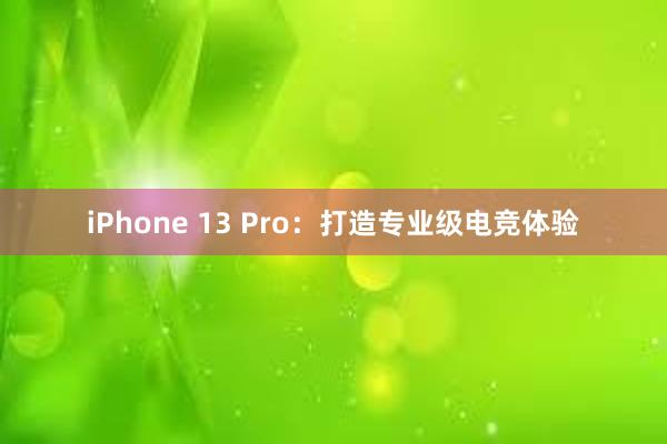 iPhone 13 Pro：打造专业级电竞体验