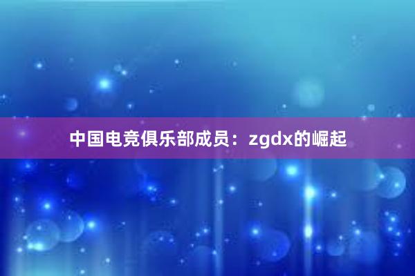 中国电竞俱乐部成员：zgdx的崛起