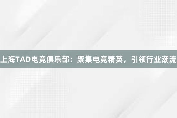 上海TAD电竞俱乐部：聚集电竞精英，引领行业潮流