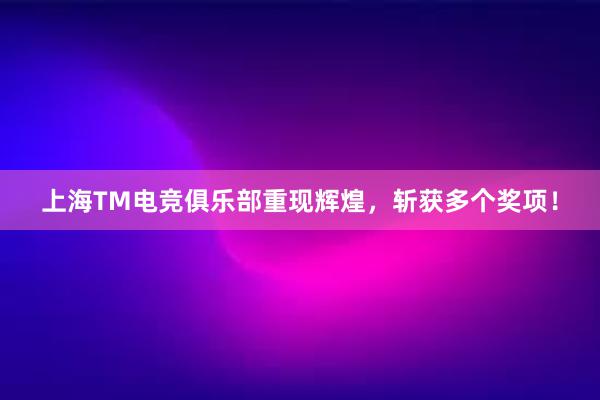 上海TM电竞俱乐部重现辉煌，斩获多个奖项！