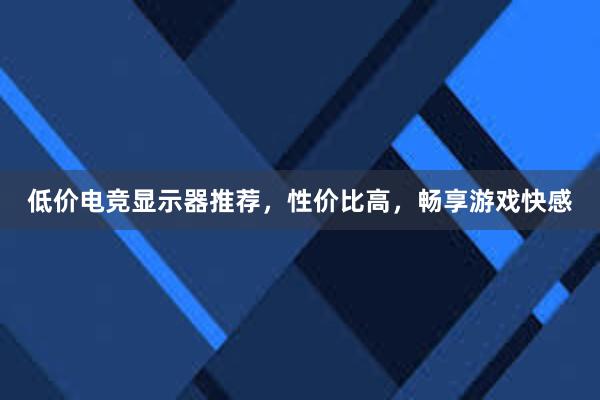 低价电竞显示器推荐，性价比高，畅享游戏快感