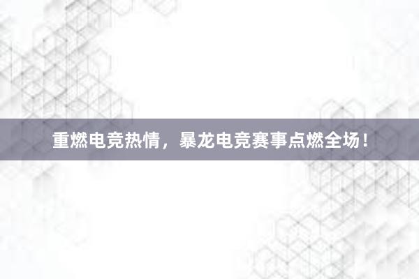 重燃电竞热情，暴龙电竞赛事点燃全场！